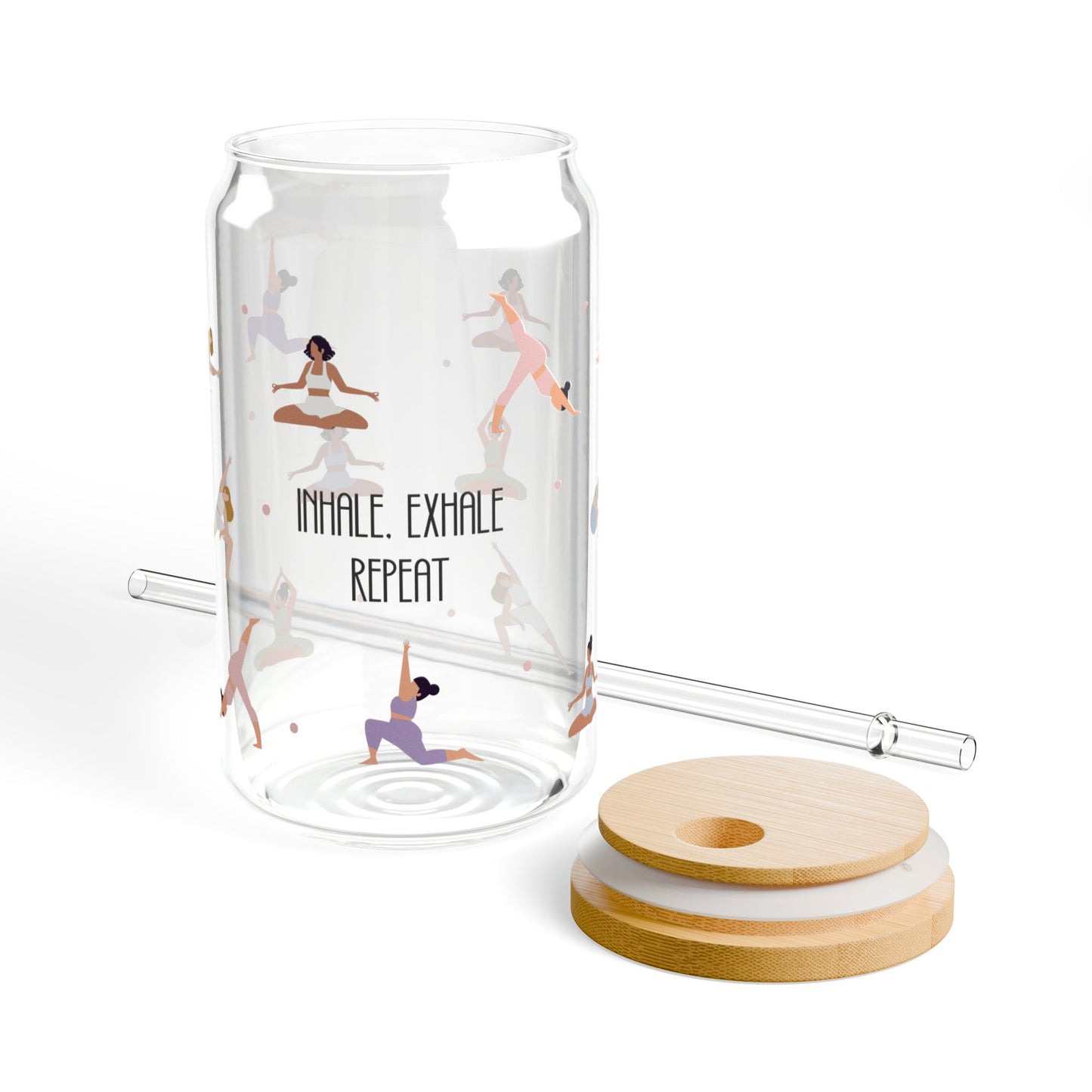 Inhale, Exhale, Repeat Glass Cup
